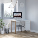 thumbnail of HOMCOM Mesa de Escritorio con Cajón Armario Patas Rectangulares 112,5x50x75,5 cm Blanco