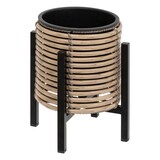 thumbnail of Lot de 3 Cache-pots aspect Rotin sur pied en métal Noir D 17 D 25 et D 36 cm