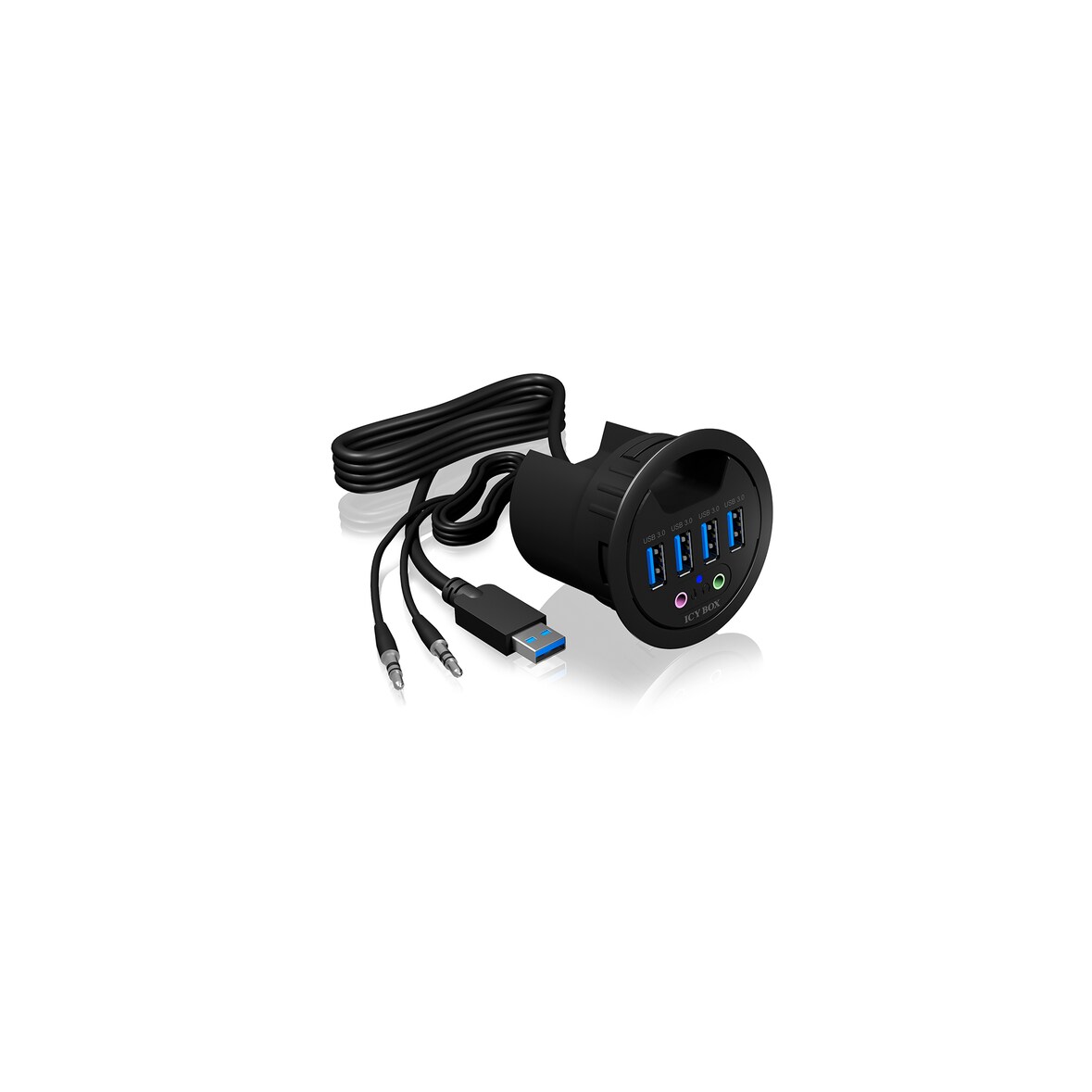 ICY BOX IB-HUB1403A - USB 3.2 Gen 1 (3.1 Gen 1) Type-A - USB 3.2 Gen 1 (3.1 Gen 1) Type-A - 5000 Mbit/s - Schwarz - Kunststoff - 69 mm