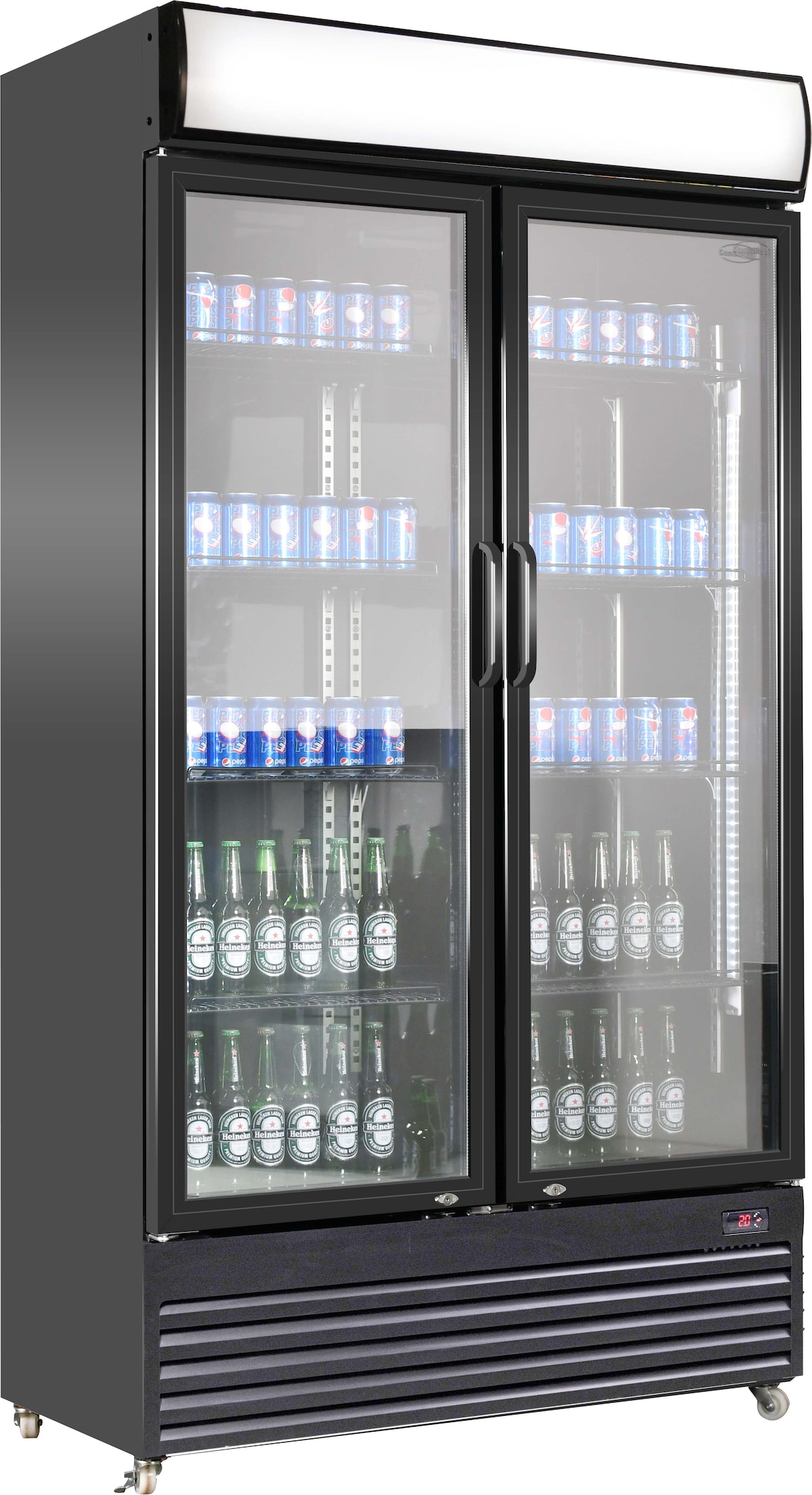 Schwarzer professioneller Kühlschrank mit 2 Glastüren Combisteel -7455.1394