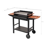 thumbnail of Tarrington House Barbecue a carbone Gouette, acciaio / legno, 130 x 56 x 90 cm, con 2 tavolini laterali, 2 ruote, nero