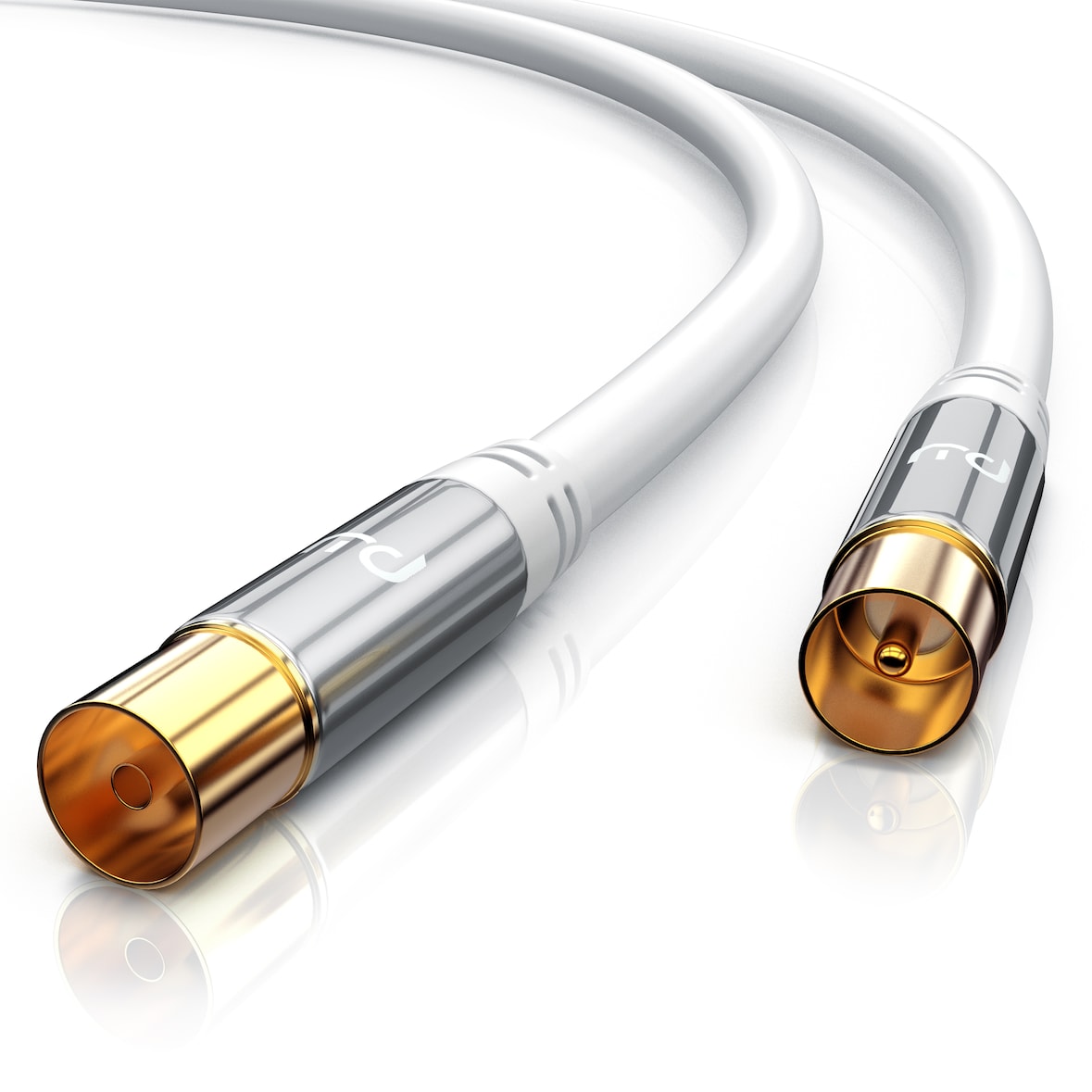 Primewire HDTV Antennenkabel mit 4-fach Schirmung IEC-Stecker zu RF-Buchse / 75 Ohm / 135dB - 1 m