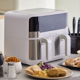 thumbnail of Freidora Sin Aceite Doble Blanca 9 L y 2400 W Pantalla LED Táctil Cesta Antiadherente Freidora de Aire 11 Funciones en 1 MasterPRO Rocket Duo 900