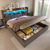 thumbnail of Polsterbett 180x200 cm mit Hydraulischem Stauraum und LED-Kopfteil – stilvolles Design und hohe Funktionalität Grau