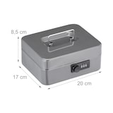 thumbnail of Relaxdays Geldkassette, 3-stellige Zahlenkombination, Münzeinsatz, Geldkasten Eisen, Kasse, HxBxT 8,5 x 20 x 17 cm, grau