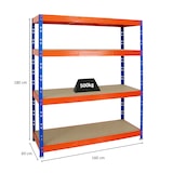 thumbnail of PROREGAL Étagère charge lourde RHINO, HxLxP 180x160x60cm, 500kg par niveau, Tablette 8mm, Bleu/Orange, Étagère de garage, étagère de rangement