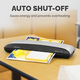 thumbnail of Fellowes plastificatrice a caldo Spectra A4, formato A4, fino a 125 micron, per casa/ufficio, leva di sblocco, modalità riposo+starter pack 10 pouches