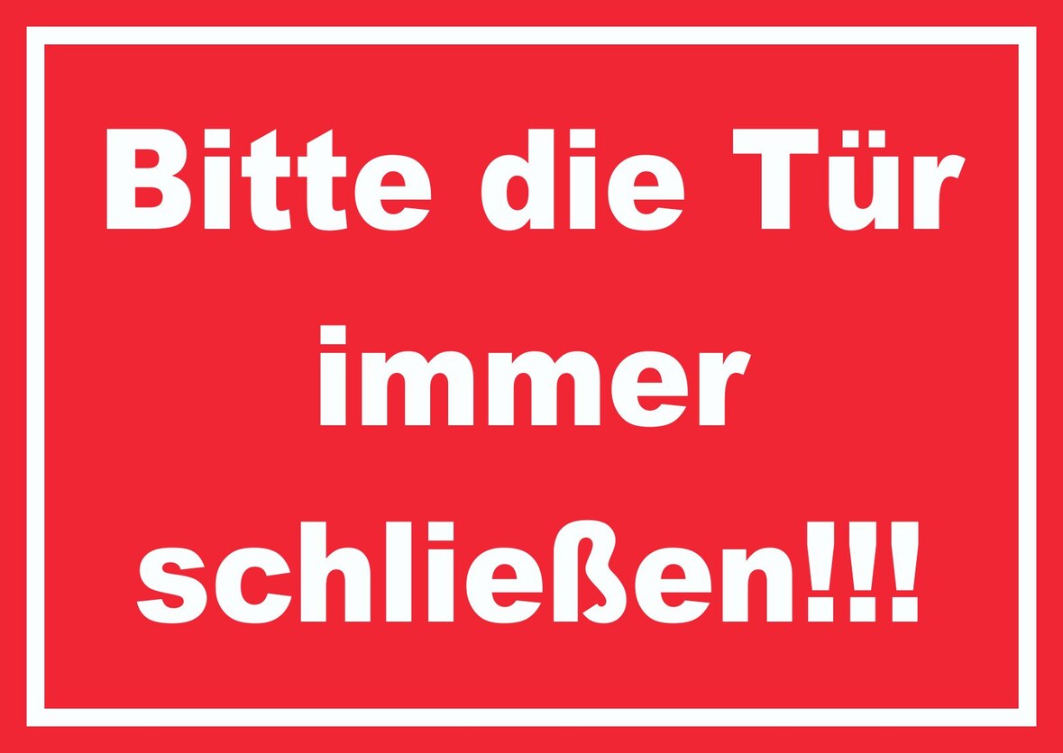 Schild Bitte die Tür immer schließen weiss-rot A6 Rückseite selbstklebend