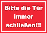 thumbnail of Schild Bitte die Tür immer schließen weiss-rot A6 Rückseite selbstklebend