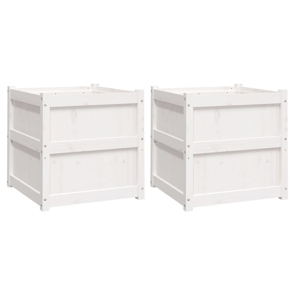 Helloshop26 - Pflanzkasten Hochbeet Blumenbeet Garten Terrasse 2er-Set massives weißes Kiefernholz 02_0039037