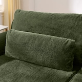 thumbnail of 2-Sitzer Sofa aus Schaumstoff mit weichem Kunstfell in Grün, USB-Anschluss und seitlicher Magazintasche
