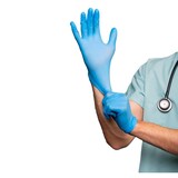thumbnail of Guantes de nitrilo azul, paquete de 100, talla S