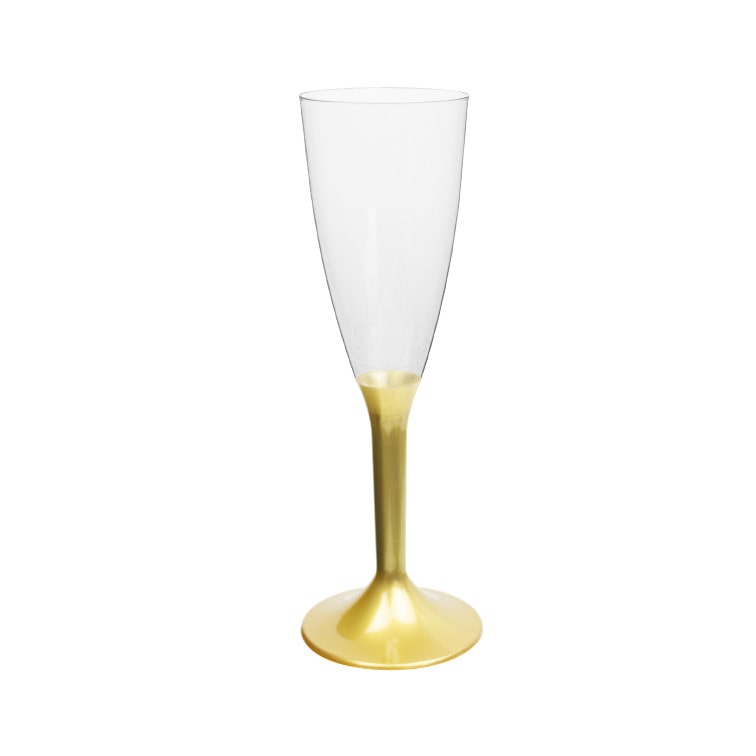 MONOUSO - Mehrweg Sektglas aus PS Fuß Golden 120ml 2-teilig (200 Stück)