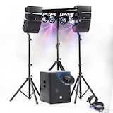 thumbnail of Pack Sono DJ 1200W complet BM SONIC Enceintes +SUB 38cm USB/Bluetooth, Câbles, Portique Eclairage LED, UFO, Bar Salle des fêtes