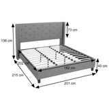 thumbnail of Polsterbett HWC-N59, Bett Doppelbett Bettgestell mit Lattenrost, Massivholz Stoff/Textil 180x200cm ~ creme-beige