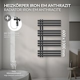 thumbnail of LuxeBath Elektrischer Badheizkörper Iron EM 600x1000mm Anthrazit mit Heizstab 300W Digital und Thermostat Handtuchheizkörper Handtuchwärmer