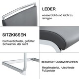 thumbnail of Esszimmerstuhl 2er Set Grau 95x42x48 cm mit hoher ergonomischer Rückenlehne, PU Kunstleder+Leinen Bezug, Metallgestell, pflegeleicht