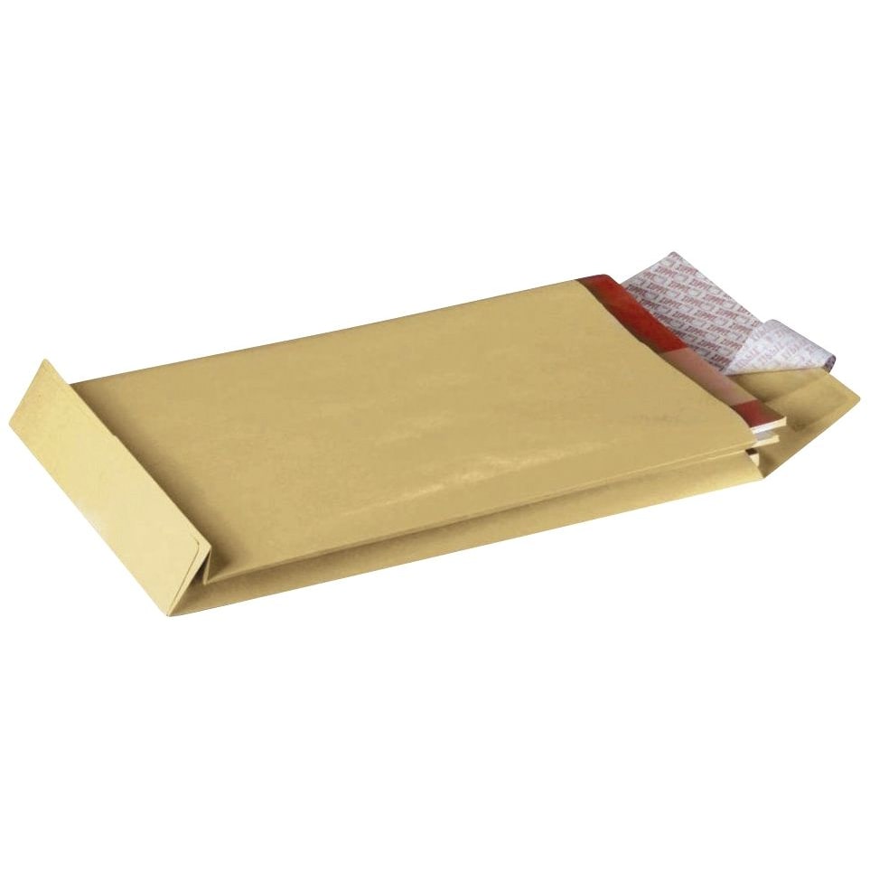 mayer-network 30002419 Faltentaschen Recycling - C4, ohne Fenster, 40 mm-Falte, Klotzboden, haftkebend, 125 g/qm, braun, 10 Stück