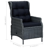 thumbnail of vidaXL Tuinstoel verstelbaar met kussens poly rattan donkergrijs