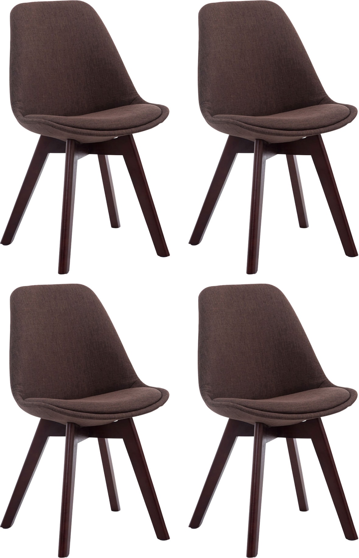 4er Set Besucherstühle Borneo V2 Stoff braun/walnuss