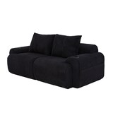 thumbnail of Kombinationssofa Cordstoff Schwarz 200x99x80 cm, 2-Sitzer modular mit Cupholder und Seitentasche