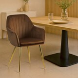 thumbnail of Esszimmerstuhl SULIS - Samt Braun 60x86x57 cm Gold | Essstühle Esszimmerstühle Küchenstühle Wohnzimmerstühle