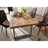 thumbnail of Esstisch Mango Massivholz Esszimmertisch 180x76,5 x90 cm, Küchentisch Loft Natur, Holztisch Massiv mit Metallgestell, Industrial