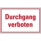 thumbnail of Schild I Türhinweisschild Durchgang verboten, Kunststoff, 300x200mm