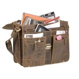 thumbnail of Greenburry Aktentasche Leder 2 Fächer Lehrertasche Schultasche Vintage braun antik 38x30cm Tragegriff und Schultergurt