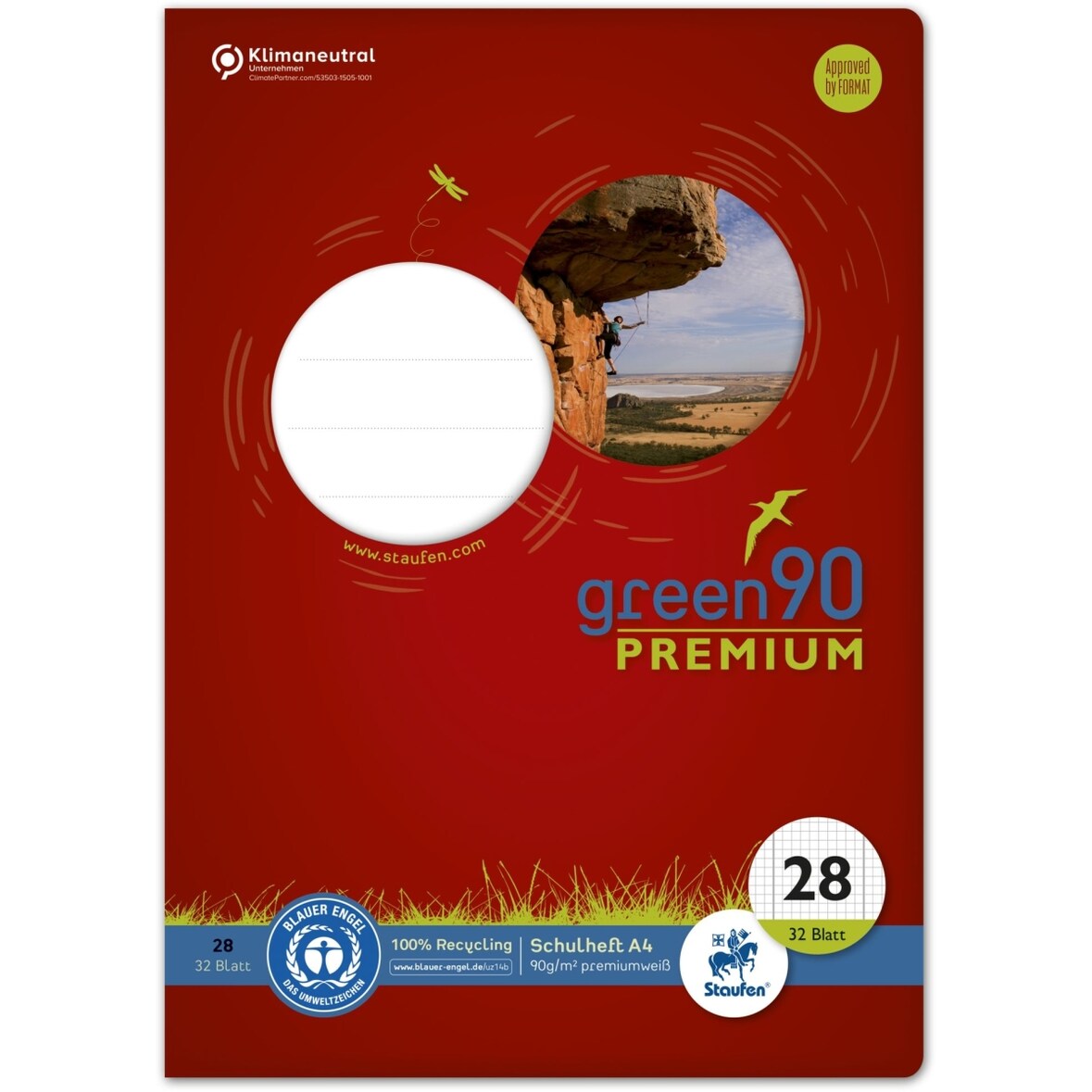 Heft - LIN28, A4, 32 Blatt, 90 g/qm, 5 mm kariert mit Randlinien