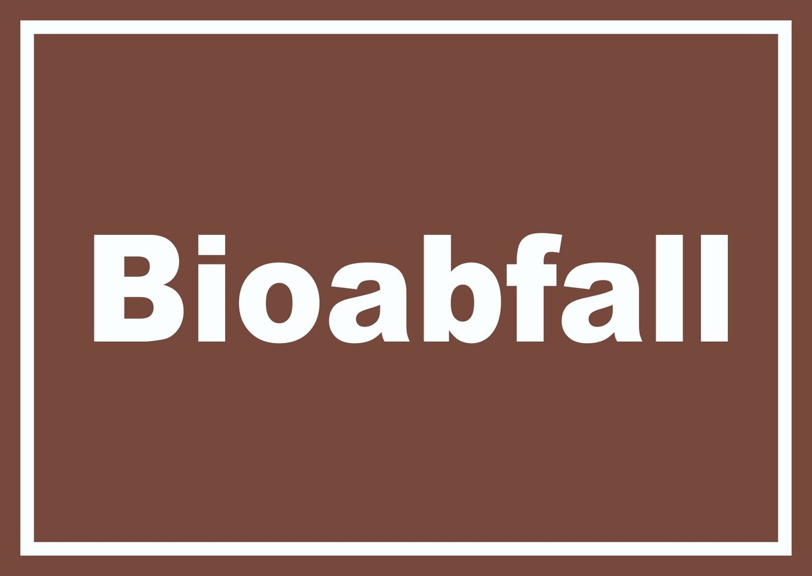 Bioabfall Mülltrennung Schild mit Text waagerecht A3 Rückseite selbstklebend