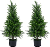 thumbnail of COSTWAY Set de 2 cedros artificiales de 90 cm, árbol sintético con maceta, tronco y hojas de PE, planta decorativa verde