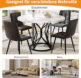 thumbnail of Merax Runder Esstisch 100 x 100 x 76cm, MDF mit Marmor-Optik & geometrischen Metallbeinen, für 4-6 Personen, Schwarz