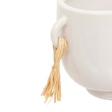 thumbnail of Jardinière en Céramique émaillée Blanche avec pompons L 30 cm