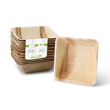 greenbox - Palmware®-tigelas, refinadas, 750 ml, quadradas, 25 Pçs.