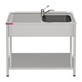 thumbnail of Gasfrit – Onderkastspoelbak met 1 bak en 1 afdruipvlak, inclusief tweekraan, industrieel roestvrij staal, 800 × 500 × 850 mm