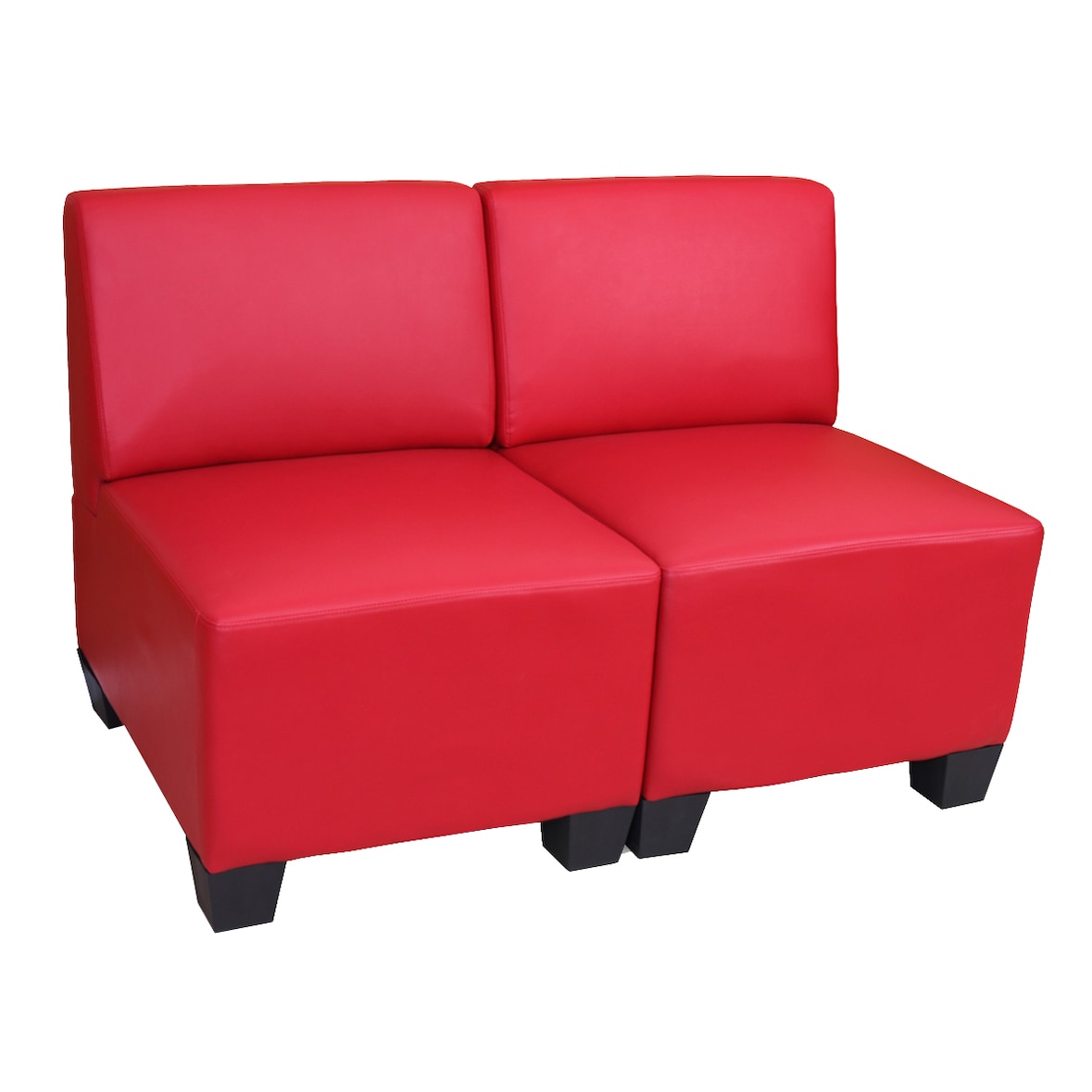 Divano modulare a 2 posti Couch Lyon, similpelle ~ rosso, senza braccioli