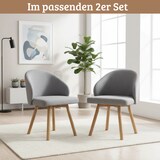 thumbnail of DELUKE® Esszimmerstühle 2er Set ERIK - Stoffbezug, Eichenholz BeineGepolsterte Sitzfläche Skandinavisch Minimalistisch, Stühle Esszimmer Hellgrau