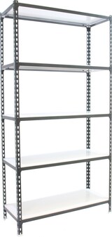 thumbnail of SimonRack Estantería Metálica, 2000x1200x300 mm, 5 Alturas, Bandeja Metal, 200 kg de Punto Flexión, Antracita/Blanco - Simonclick