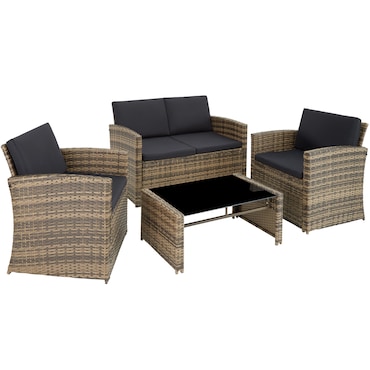 tectake Conjunto de rattan JESOLO  Natural/Cinzento Escuro