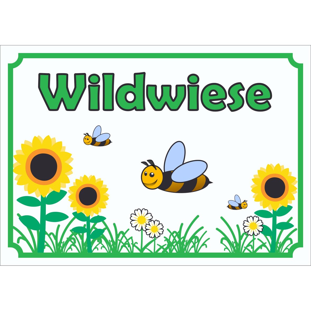 Schild Wildwiese waagerecht A4 Rückseite selbstklebend