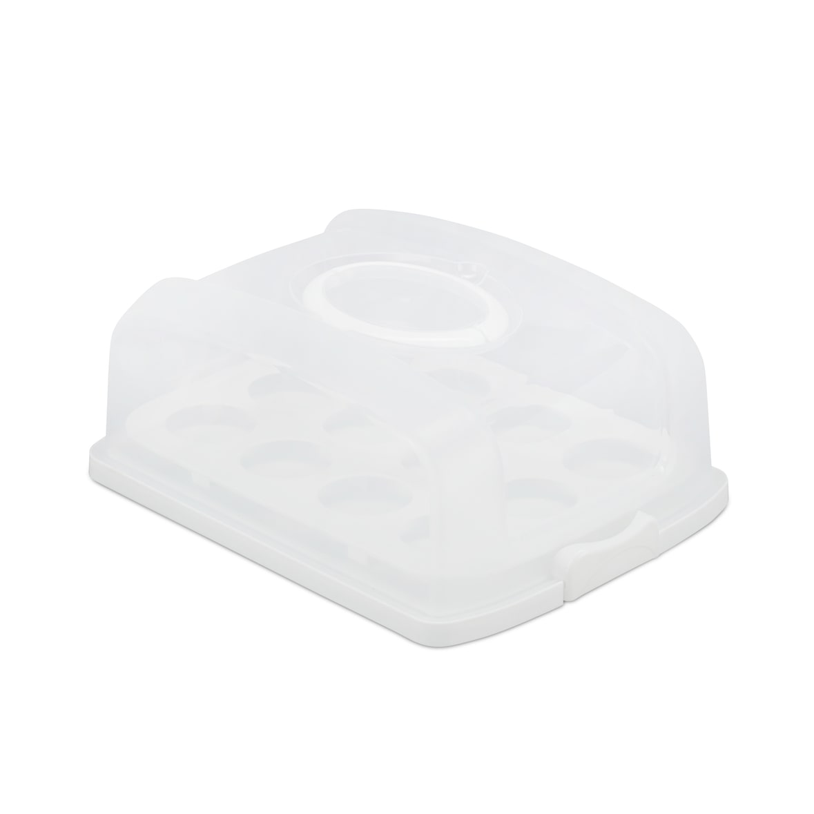 Relaxdays Kuchenbox, rechteckig, mit Deckel, Kuchen & Muffins, Partybutler, HBT: 15,5 x 37,5 x 27,5 cm, weiß/transparent