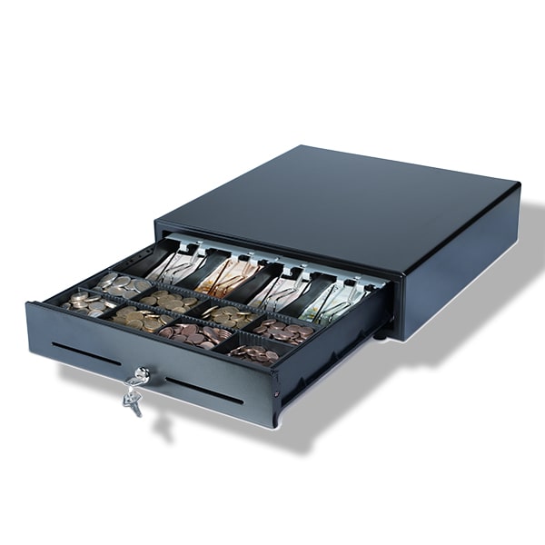 Monepass CD150e - 4B/8C - Cassetto portavalori Low Duty con apertura automatica (tramite connessione stampante RJ) o apertura manuale tramite (tasti)