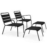 thumbnail of Oviala Set van 2 zwarte metalen relaxfauteuils met voetensteun