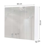 thumbnail of Armario con espejo HWC-B19b, armario de pared para cuarto de baño, 6 estantes de alto brillo con certificación FSC® 70x80x16cm ~ negro