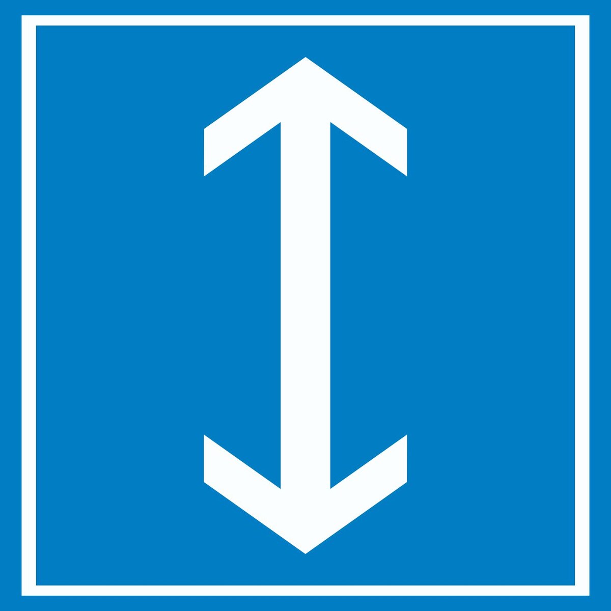 Richtungspfeil hoch runter Schild hochkant weiss blau Pfeil A3 (297x420mm)