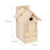 thumbnail of Relaxdays Nistkasten, Nisthöhle für Vögel, zum Aufhängen, unbehandeltes Holz, Flugloch Ø 2,8 cm, 25 x 16 x 14 cm, natur