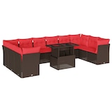 thumbnail of vidaXL 11-teiliges Gartensofa-Set mit Kissen, braun, Polyrattan