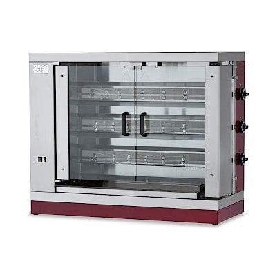 Gashähnchengrill mit Licht, 3 Spieße, für ca. 15-18 Hähnchen, Tischgerät, 18 kW