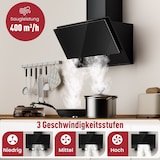 thumbnail of A+++ Kopffreie Dunstabzugshaube 60cm Umluft & Abluft mit 400 m³/h Luftleistung, Abzugshaube mit 2 Aktivkohlefiltern, 1 Fettfilter, 3 Stufen, 2 LEDs
